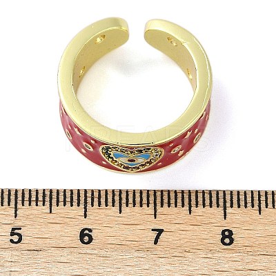 Brass Micro Pave Cubic Zirconia Enamel Cuff Rings for Women RJEW-L113-019G-02-1
