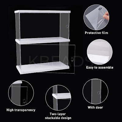 2-Tier Transparent Acrylic Minifigures Display Case ODIS-WH0043-23B-1
