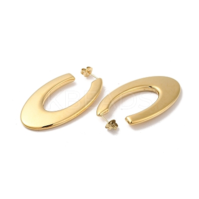 Ion Plating(IP) 304 Stainless Steel Oval Stud Earrings EJEW-Z022-25G-1