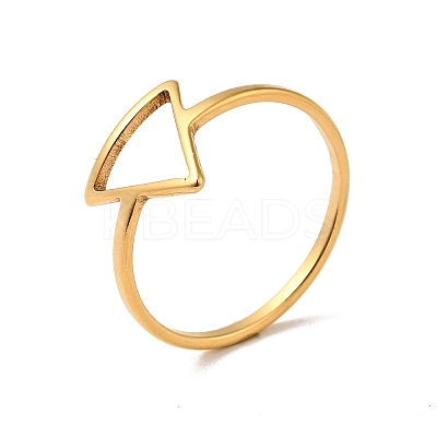 Ion Plating(IP) 201 Stainless Steel Triangle Finger Ring for Women RJEW-G266-05G-1