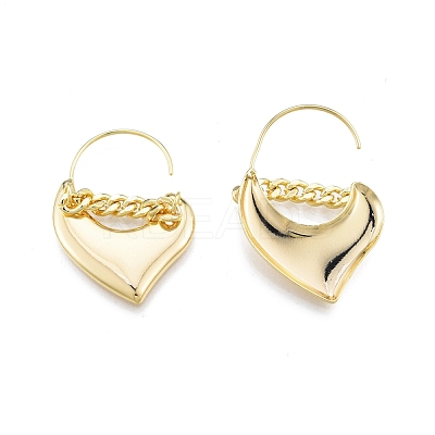 Brass Heart Dangle Earrings for Women EJEW-G322-30G-1