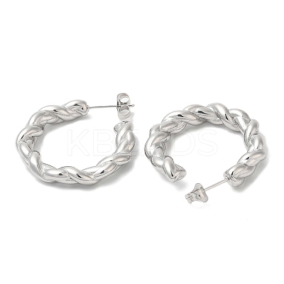 Non-Tarnish 304 Stainless Steel Rope Ring Stud Earrings EJEW-B026-21P-1