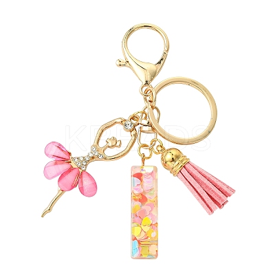 Letter A~Z Transparent Glitter Resin Pendant Keychains KEYC-FZ00024-09-1