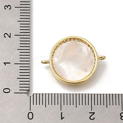 Brass Micro Pave Clear Cubic Zirconia Flat Round Saint Benedict Connector Charms X-KK-R002-29G-1