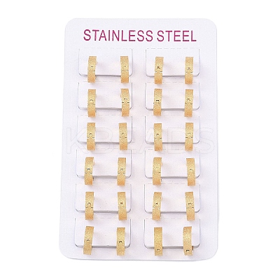 Ion Plating(IP) Sand Flash 304 Stainless Steel Hoop Earrings for Women EJEW-M001-03G-1