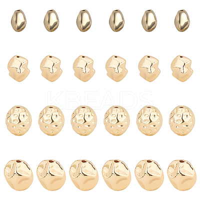 24Pcs 4 Style Brass Beads KK-PH0006-16-1