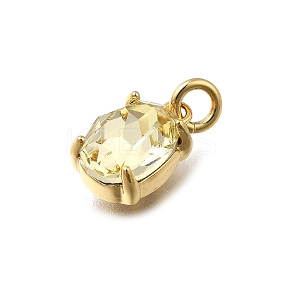 Oval Brass with Glass Charms KK-G525-08G-1