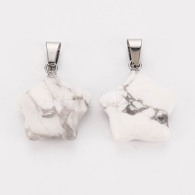 Star Natural Howlite Pendants G-Q367-18-1