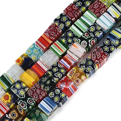 Handmade Millefiori Glass Bead Strands LAMP-H057-03K-1