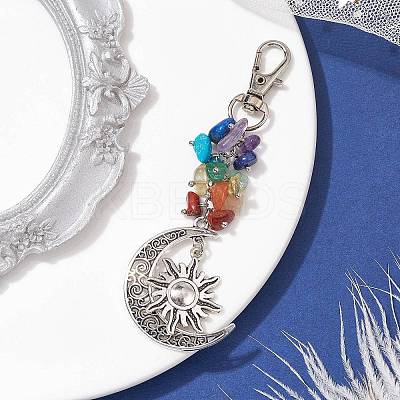 4Pcs 4 Styles Natural & Synthetic Mixed Gemstone Chip Pendant Decorations HJEW-JM01685-S-1