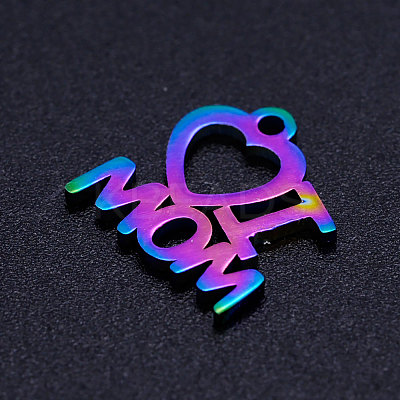 Mother's Day Ion Plating(IP) 201 Stainless Steel Charms STAS-Q201-JN173-1