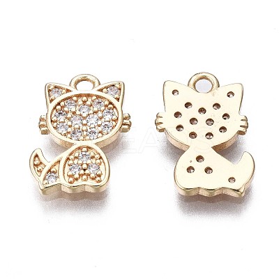 Brass Micro Pave Clear Cubic Zirconia Charms KK-Q764-016-1