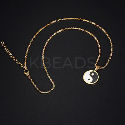 304 Stainless Steel Enamel Yin Yang Pendant Necklaces for Women VV9279-1-1