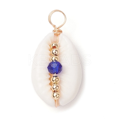 Natural Cowrie Shell Pendants PALLOY-JF02662-02-1
