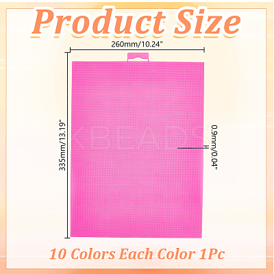 10Pcs 10 Colors Plastic Canvas Sheets for Embroidery DIY-AR0004-72-1