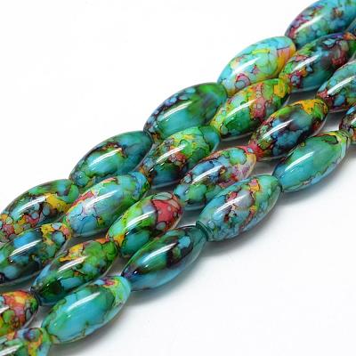 Baking Paint Glass Beads Strands DGLA-S115-22x10mm-S36-1