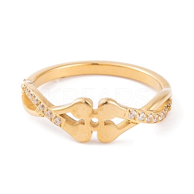 PVD Vacuum Plating 304 Stainless Steel Flower Finger Ring RJEW-C086-03-G-1