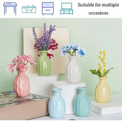 6Pcs 6 Colors Mini Ceramic Floral Vases for Home Decor BOTT-NB0001-04-1