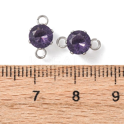 304 Stainless Steel Micro Pave Cubic Zirconia Connector Charms STAS-H240-50P-07-1