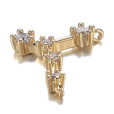 Brass Micro Clear Cubic Zirconia Pendants ZIRC-F120-019G-08-1
