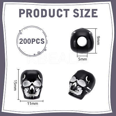 200Pcs Spray Printed Opaque Acrylic European Beads SACR-UN0001-07-1