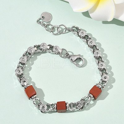 Natural Red Jasper Link Chain Bracelets for Women BJEW-Z148-06P-01-1