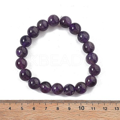 Natural Amethyst Bead Stretch Bracelets BJEW-K212-C-034-1