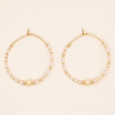 Bohemian Handmade Glass Beaded Hoop Earrings RN1446-7-1