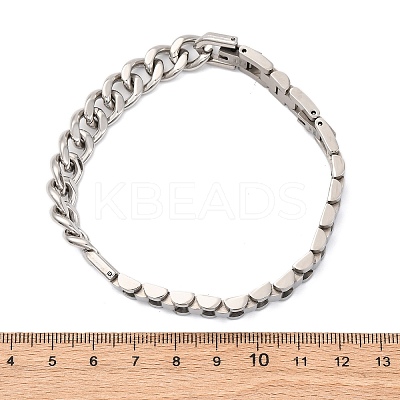 304 Stainless Steel Cuban Link & Panther chain Bracelets for Women Men BJEW-R018-11P-1