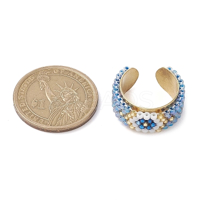 Glass Seed Beads Cuff Rings RJEW-MZ00016-03-1
