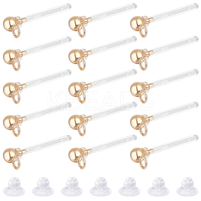 40Pcs Transparent Painless Prevent Allergy Resin Ball Stud Earring Findings KY-BBC0001-01-1