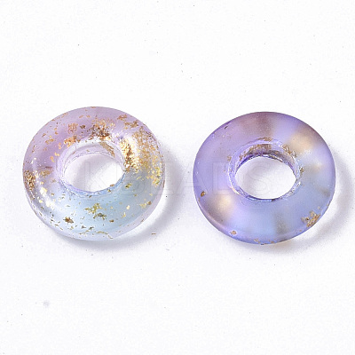 Transparent Spray Painted Glass European Beads GLAA-N035-04A-1