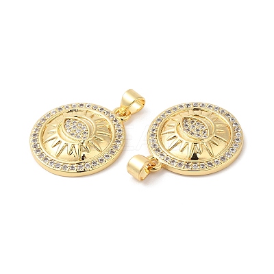 Brass Micro Pave Clear Cubic Zirconia Pendants ZIRC-L103-046G-1