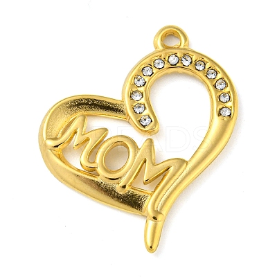 Ion Plating(IP) Real 18K Gold Plated 304 Stainless Steel Rhinestone Pendants STAS-P341-11G-01-1