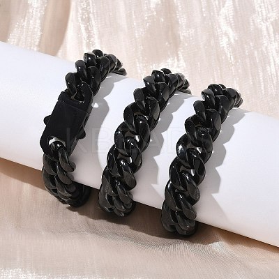 12MM 201 Stainless Steel Cuban Link Chain Necklaces for Women Men NJEW-F360-01EB-1