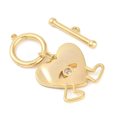 Brass Micro Pave Clear Cubic Zirconia Toggle Clasps KK-K391-25G-1