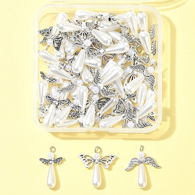 50Pcs 3 Style Angel Plastic Imitation Pearl Pendants PALLOY-FS00026-1