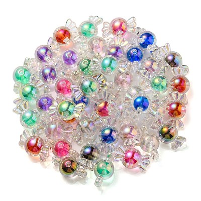 UV Plating Rainbow Iridescent Acrylic Beads PACR-E001-01-1