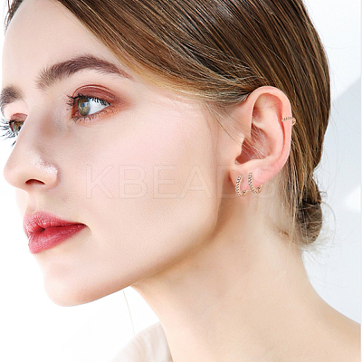 12Pcs 6 Styles Brass Micro Pave Clear Cubic Zirconia Hoop Earrings EJEW-AN0004-59-1