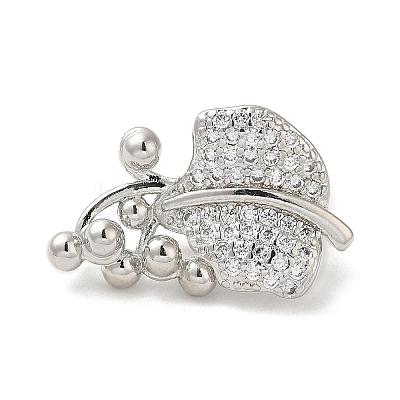 Rack Plating Brass Micro Pave Clear Cubic Zirconia Twister Clasps KK-F863-03P-1