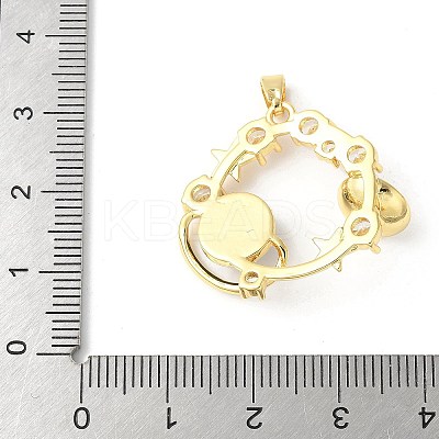 Brass Micro Pave Clear Cubic Zirconia Celestial Pendants ZIRC-I071-09G-1