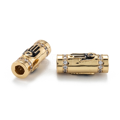 Real 18K Gold Plated Brass Micro Pave Clear Cubic Zirconia Tube Beads ZIRC-A020-26G-1