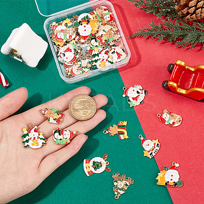40Pcs 10 Styles Christmas Theme Alloy Enamel Pendants ENAM-SC0005-57-1