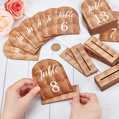 Arch Shaped Wooden Vertical Sign Holders ODIS-WH0057-02-1