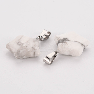 Star Natural Howlite Pendants X-G-Q367-18-1