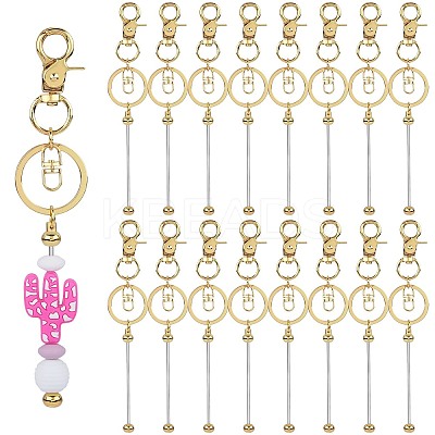 16Pcs Alloy Beadable Bar Keychain for DIY Crafts Jewelry Making KEYC-SZ0001-17PG-1