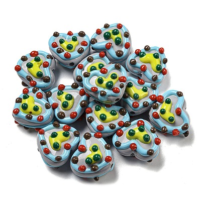 Hand Painted Acrylic with Enamel Beads MACR-D031-06F-1