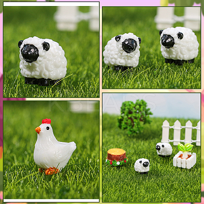 40Pcs Resin Sheep Miniature Ornaments AJEW-SP0003-30-1