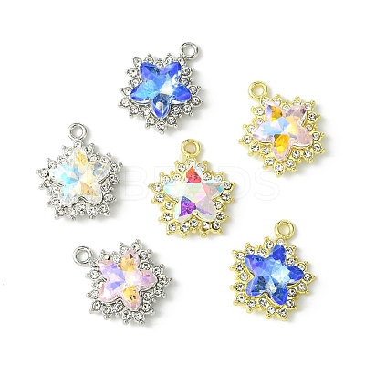 6Pcs 6 Colors Rack Plating Alloy with Rhinestone Pendants FIND-FS0002-54-1