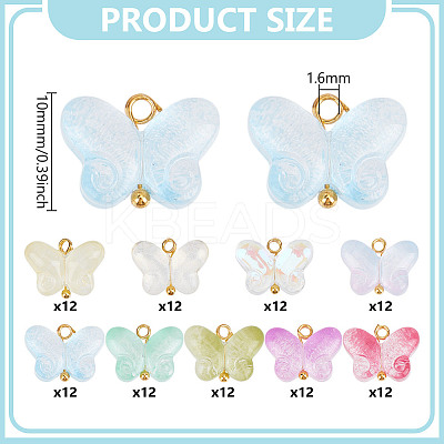 108Pcs 9 Colors Transparent Glass Pendants PALLOY-GO00074-1
